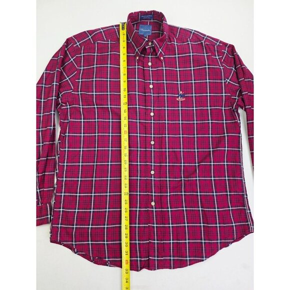 Faconnable Size Large Mens Red Black White Check Embroidered Chest Logo USA Made - Picture 9 of 10